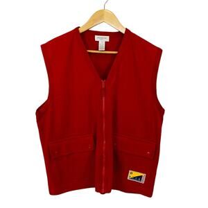 Jones New York Sport Sweater Vest Women's Large Red Zip Up Cozy Warm Streetwear